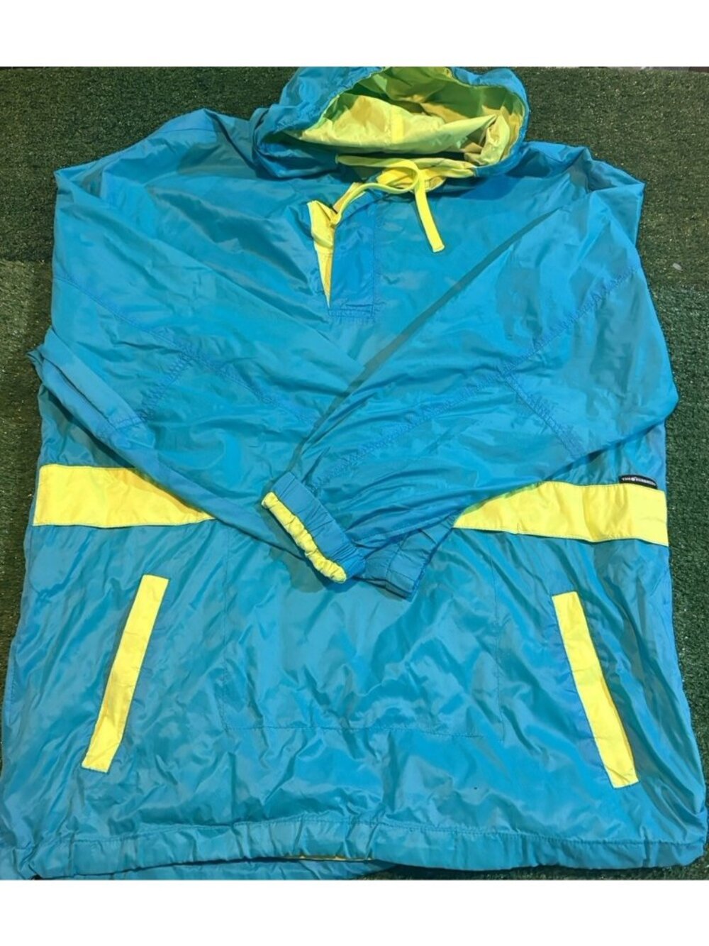 The Hundreds Jacket mens XL blue yellow lighweight pullover windbreaker anorak